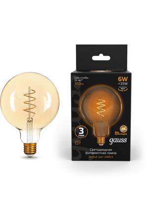 Лампа Gauss LED Filament G120 Flexible E27 6W Golden 360lm 2400К 1/20