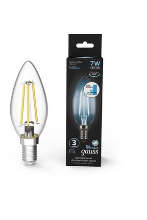 Лампа Gauss LED Filament Свеча E14 7W 580lm 4100К step dimmable 1/10/50