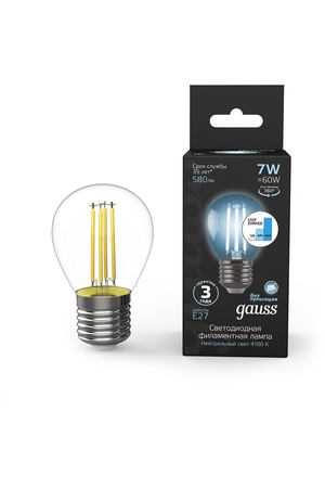 Лампа Gauss LED Filament Шар E27 7W 580lm 4100K step dimmable 1/10/50