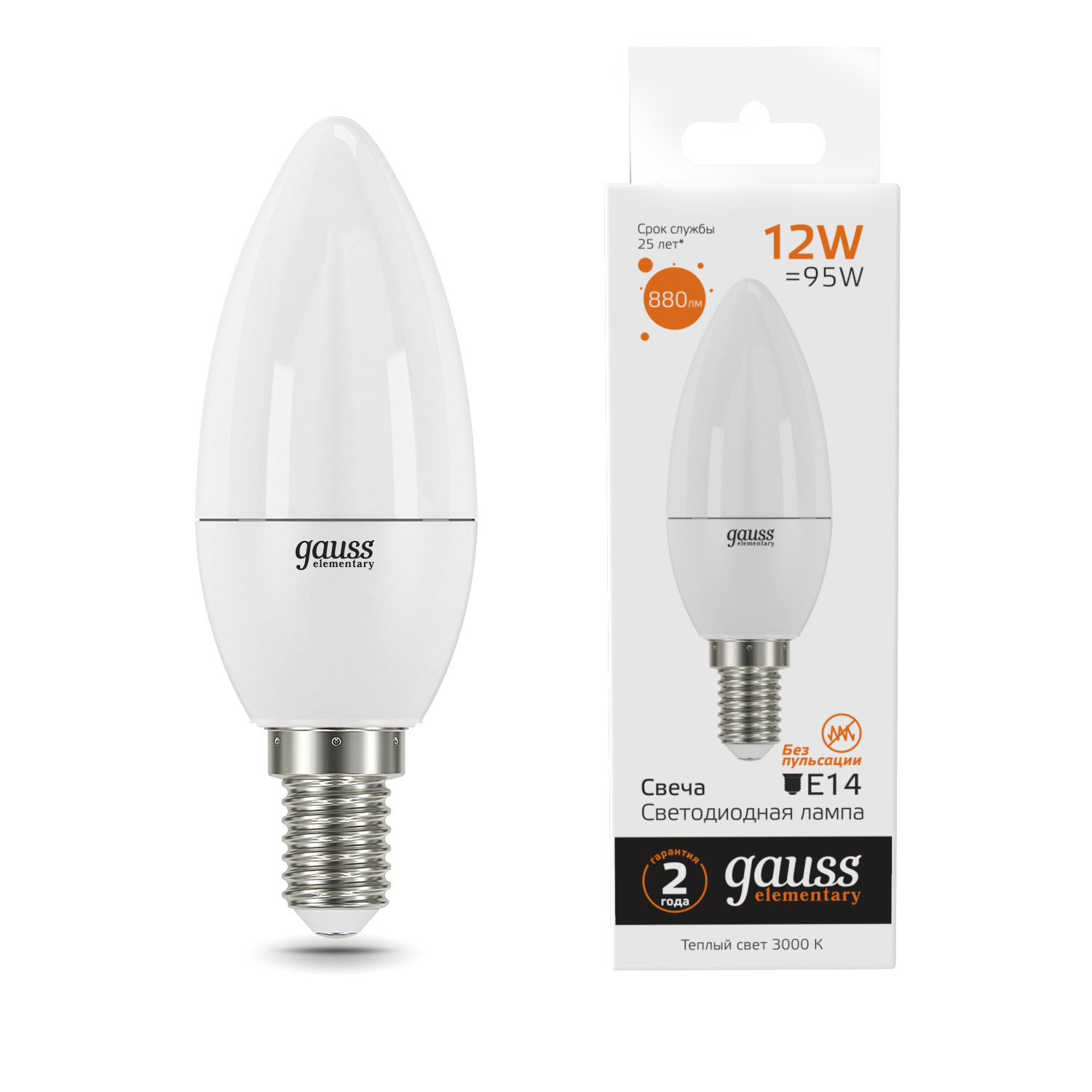 Где купить Лампа Gauss LED Elementary Свеча 12W 880lm E14 3000K 1/10/100 Gauss 