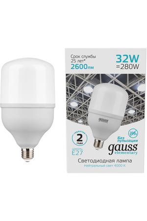 Лампа Gauss Elementary LED T100 E27 32W 2600lm 180-240V 4000K 1/20