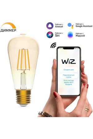 Умная Wi-Fi лампочка Gauss Smart Home Filament ST64 7W 740лм E27  управление голосом/смартфоном, диммируемая