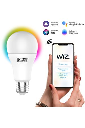 Умная Wi-Fi лампочка Gauss Smart Home А60 8,5W 806лм E27, управление голосом/смартфоном, с изменением цвета и температуры, диммируемая