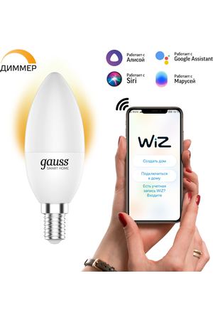 Умная Wi-Fi лампочка Gauss Smart Home C37 5W 470лм E14, управление голосом/смартфоном, диммируемая