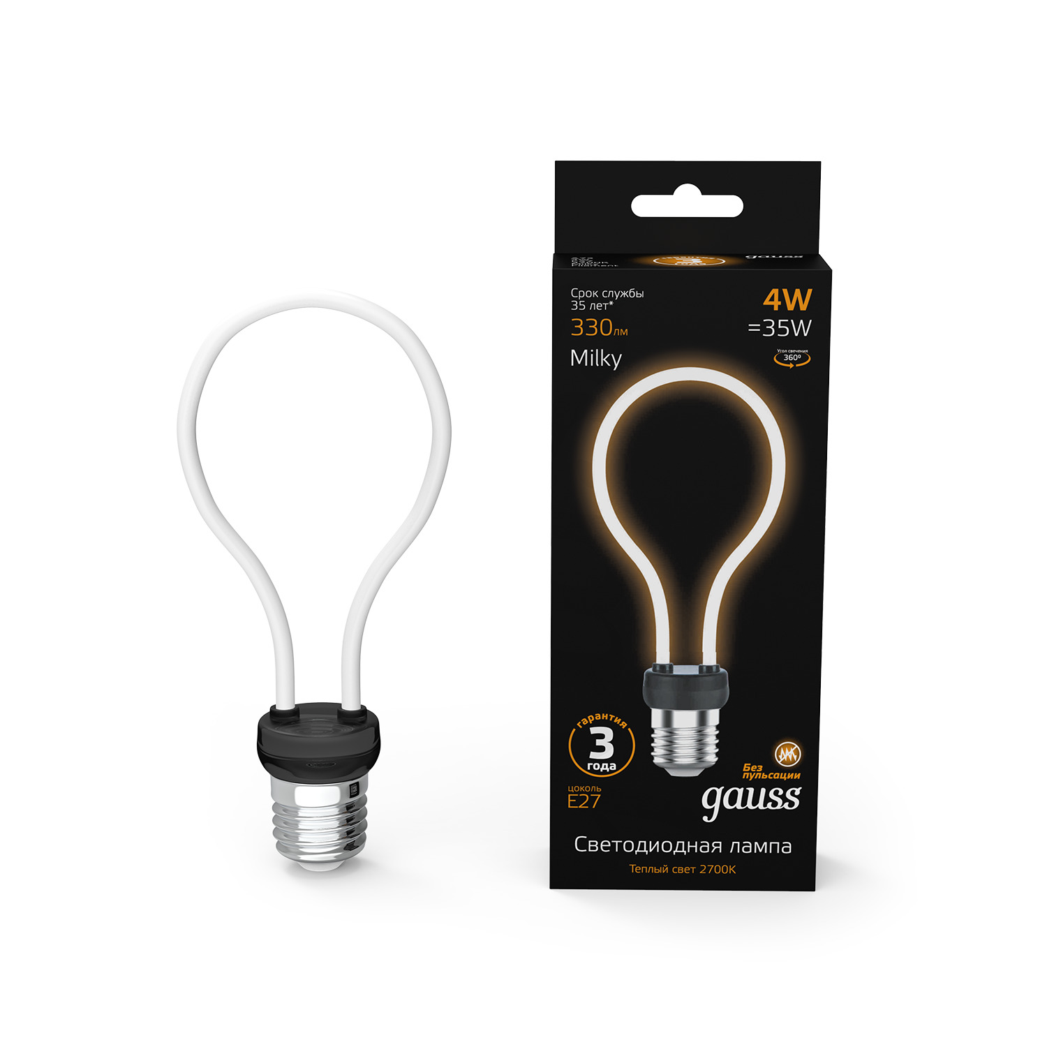 Где купить Лампа Gauss LED Filament Bulbless A72 Milky E27 4W 330 Лм 2700K 72x160мм Gauss 