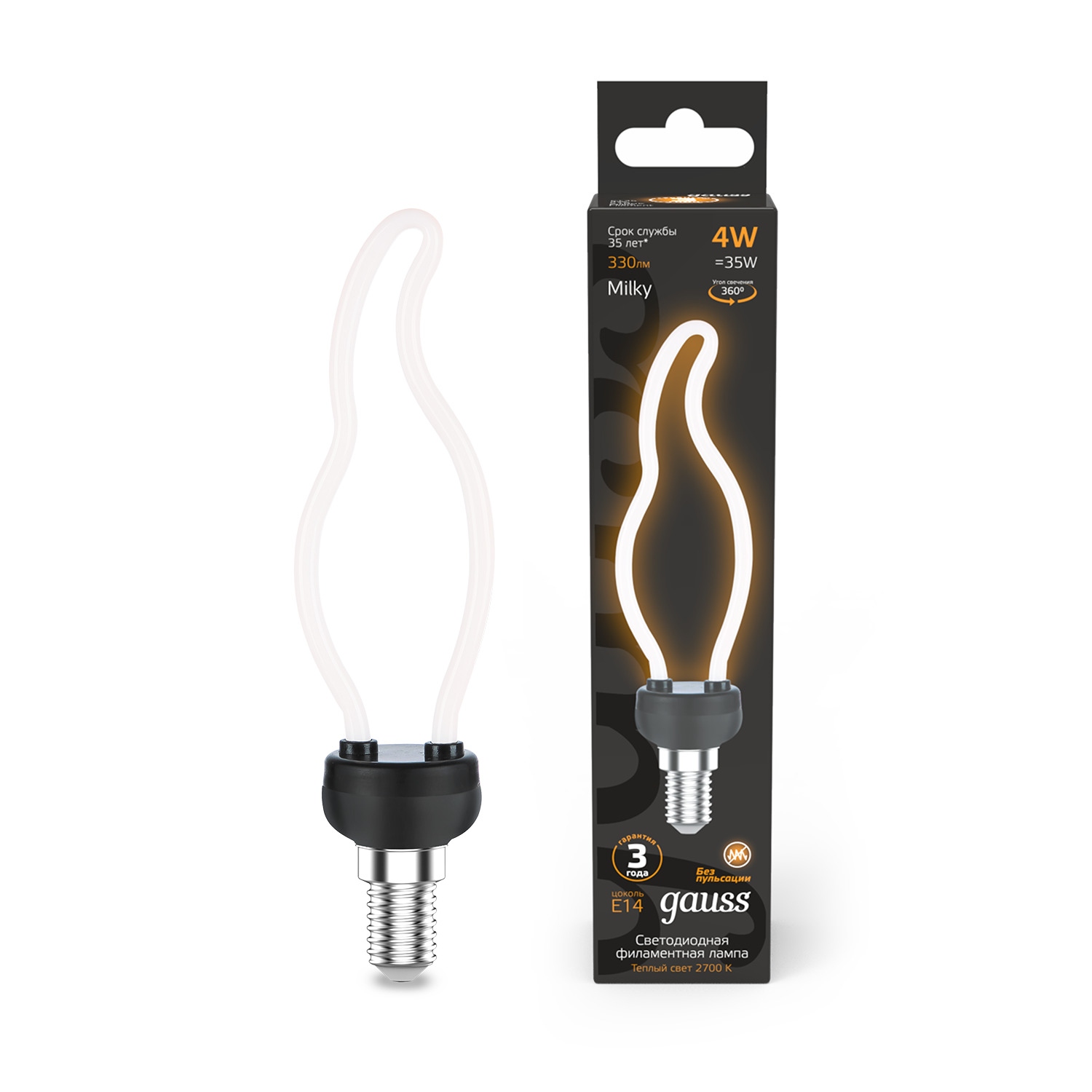 Где купить Лампа Gauss LED Filament Bulbless CT35 Milky E14 4W 330 Лм 2700K 35x150мм Gauss 