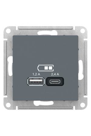 Розетка Schneider Electric usb a+с 5в/2.4 2х5в/1.2 грифель