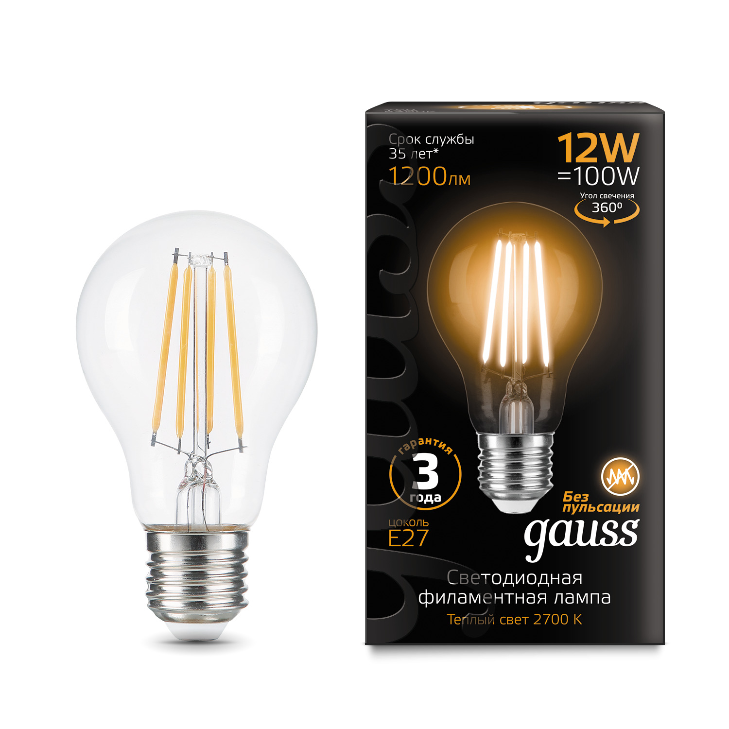 Где купить Лампа Gauss Filament 12W 2700К Е27 Gauss 