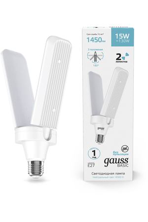 Лампа Gauss Basic 15W 1450lm 4000K E27 Клевер-2 LED