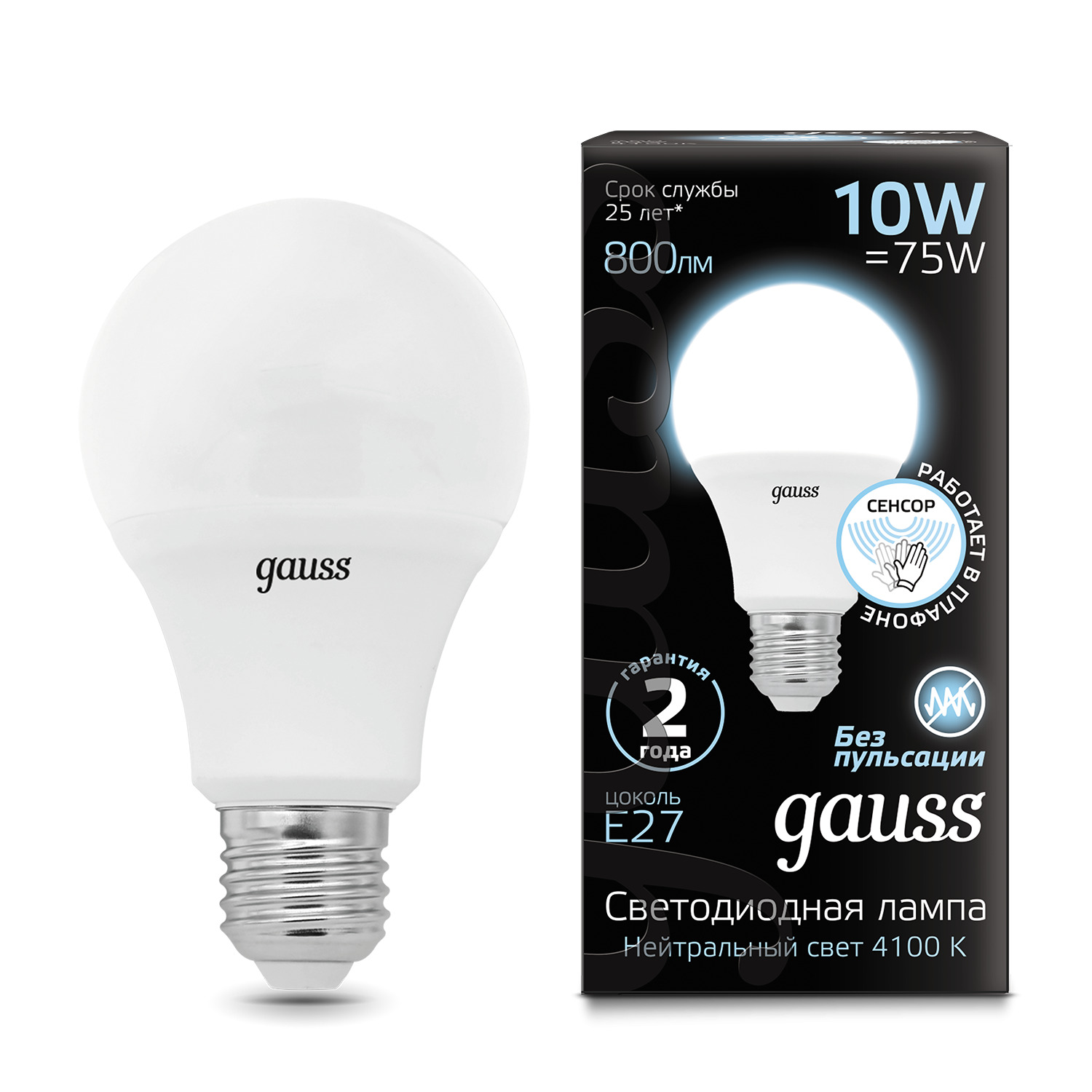 Где купить Лампа Gauss A60 10W 800lm 4100К E27 Сенсор LED Gauss 