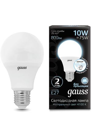 Лампа Gauss A60 10W 800lm 4100К E27 Сенсор LED