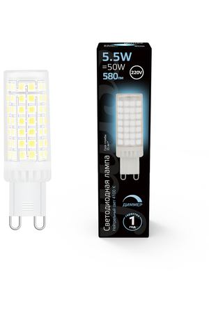 Лампа Gauss G9 AC185-265V 5,5W 550lm 4100K керамика диммируемая LED