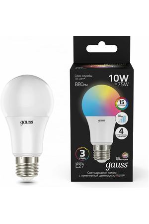 Лампа Gauss A60 10W E27 RGBW + димирование LED