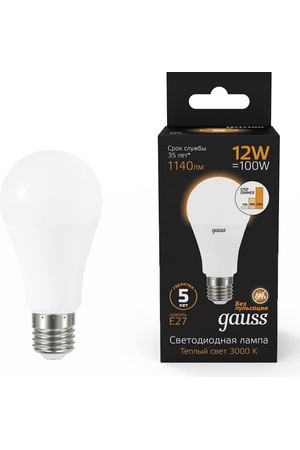 Лампа Gauss A60 12W 1140lm 3000 K Е27 шаг. диммирование LED