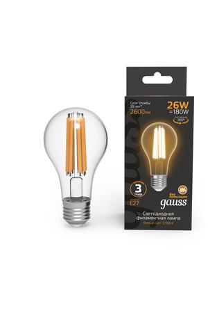 Лампа Gauss Filament А70 26W 2600lm 2700К Е27 LED 1/10/40