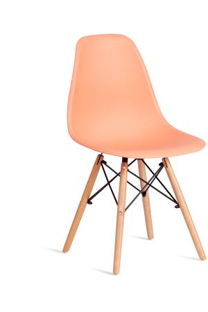 Стул ТС Cindy Chair пластиковый с ножками из бука оранжевый 45х51х82 см