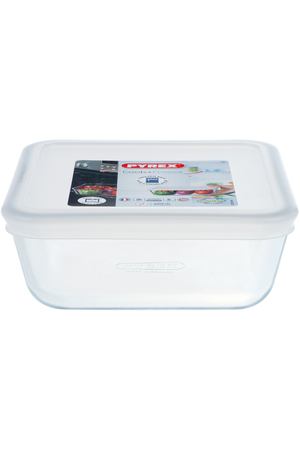 Лоток квадратный Pyrex 15 см с пластиковой крышкой