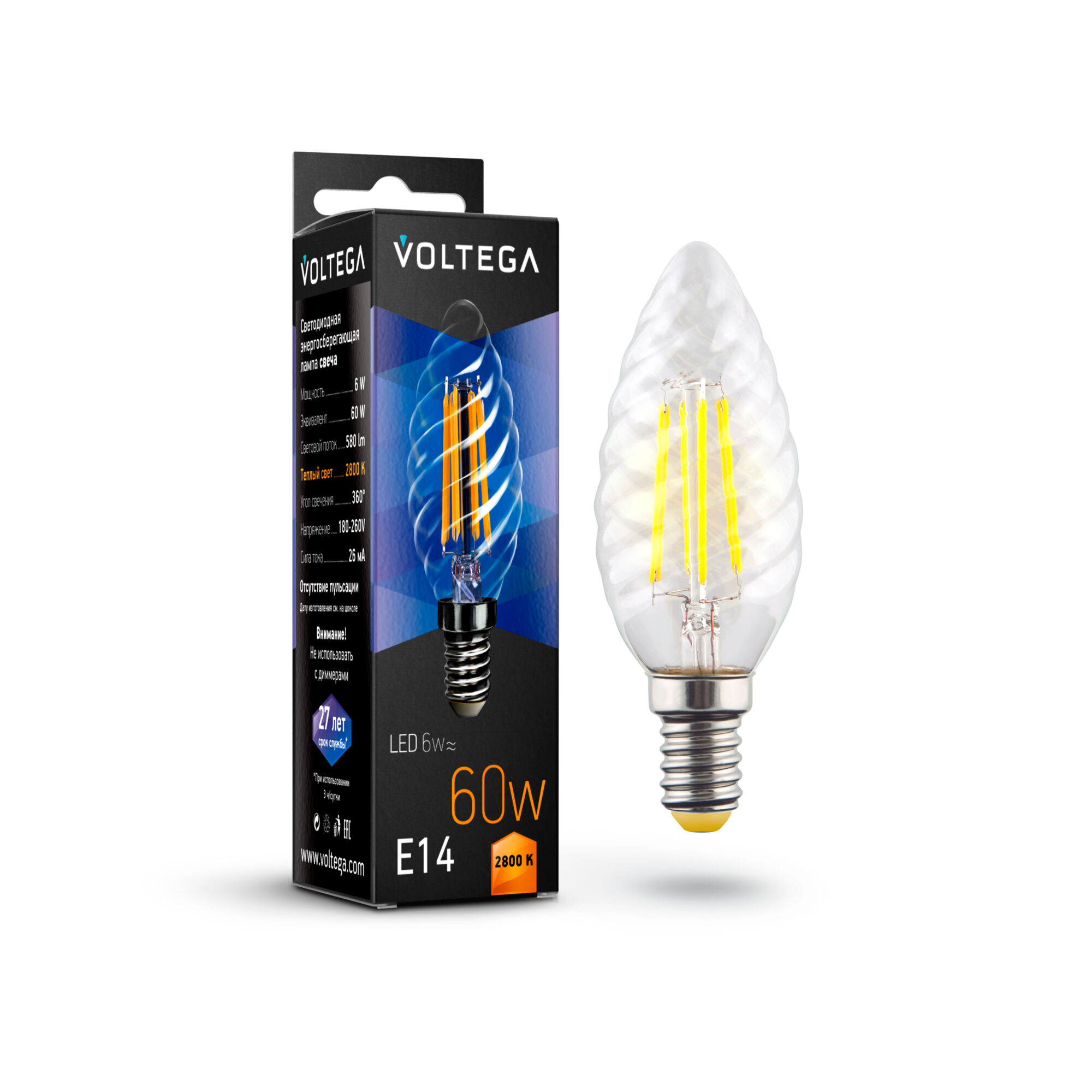 Где купить Лампочка Voltega Candle corn Е14 6W 2800К Voltega 