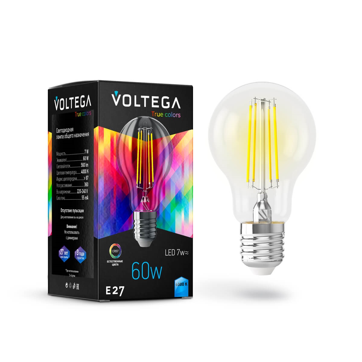 Где купить Лампочка Voltega General purpose bulb CRI97 Е27 7W 4000К Voltega 