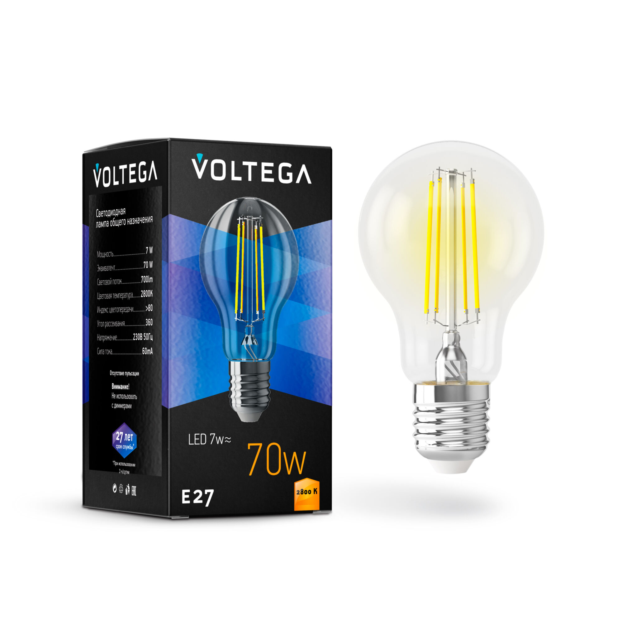 Где купить Лампочка Voltega General purpose bulb Е27 7W 2800К Voltega 