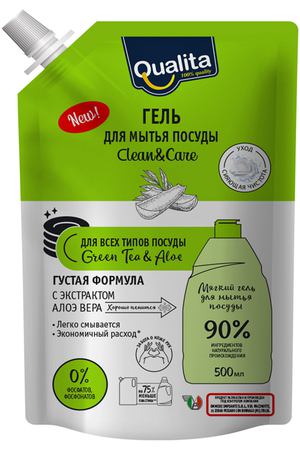 Средство для мытья посуды Qualita Green tea & Aloe запасной блок 500 мл