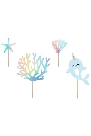 Топперы Party Deco narwhal 10-15.5см 4шт в ассортименте