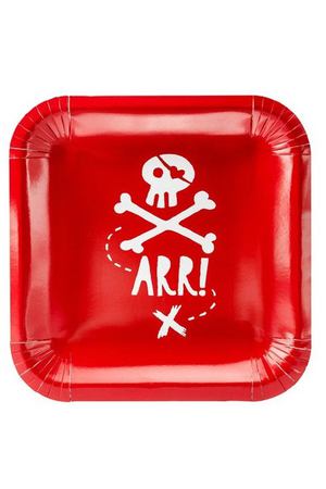 Тарелка Party Deco pirates красные 20x20см 6шт в ассортименте