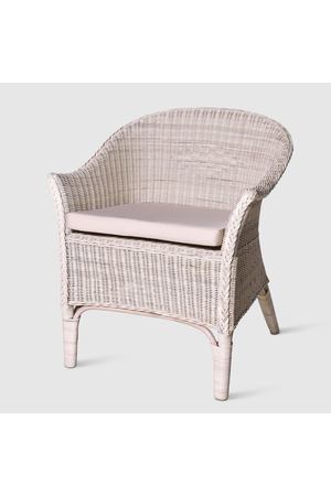 Кресло Rattan grand Roma white wash с подушкой