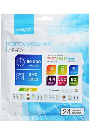 Светодиодная лента Apeyron 00-109 12B 14,4Вт RGBW IP20 5М