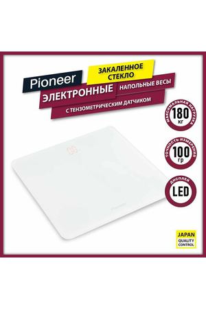 Напольные весы электронные Pioneer PBS1004 со встроенным тензометрическим датчиком, LED-дисплей, закаленное стекло 6 мм, нагрузка до 180 кг, 30*30 см