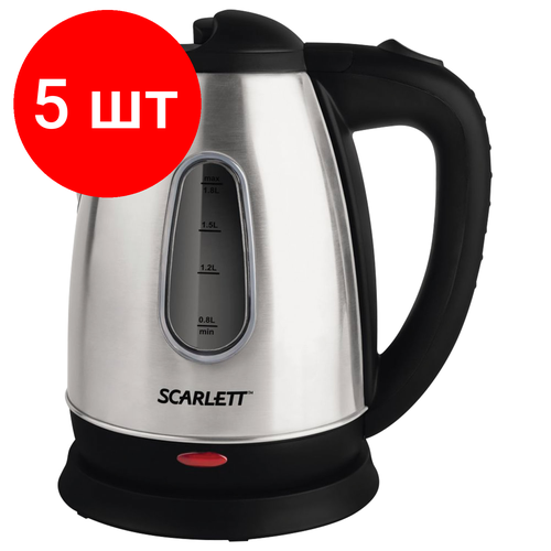 Где купить Комплект 5 шт, Чайник SCARLETT SC - EK21S20, 1.8 л, 1600 Вт, закрытый нагревательный элемент, сталь Scarlett 