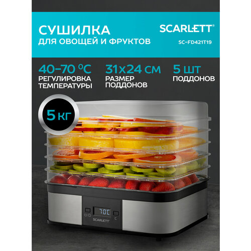 Где купить Сушилка Scarlett SC-FD421T19, серебристый/черный/прозрачный Scarlett 