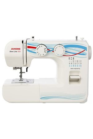 Швейная машина Janome Sew Line 300, белый/бирюзовый