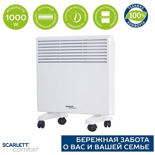 Где купить Конвектор Scarlett SCA H VER31 1000, 1 кВт, 15 м², колеса в комплекте, белый Scarlett 