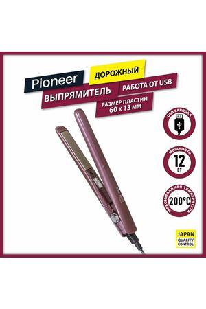 Стайлер для выпрямления волос HS-1014R Pioneer с USB, индикацией питания и керамическими пластинами 60х13 мм, 12 Вт