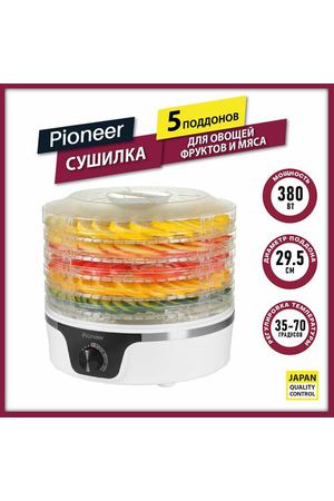 Электросушилка для овощей, фруктов, ягод и грибов Pioneer FD105 c ускоренной подачей воздуха и регулировкой температуры, 5 cъемных поддонов, 380 Вт