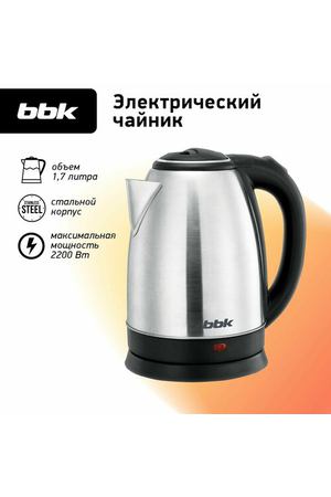 Чайник электрический BBK EK1760S нержавеющая сталь/черный, объем 1.7 л, мощность 1850-2200 Вт