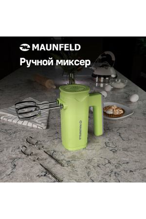 Миксер MAUNFELD MF-331GR, ручной, 300 Вт, 8 скоростей, 4 насадки, зелёный