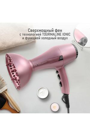 Фен MARTA MT-HD1401B розовый кварц tourmaline ionic