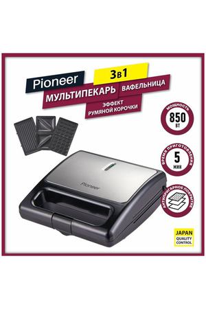 Вафельница Pioneer SM306D с антипригарным покрытием / Гриль / Мультипекарь, 3 съемные пары панелей (гриль, сэндвичи, вафли) с термостатом, 850 Вт