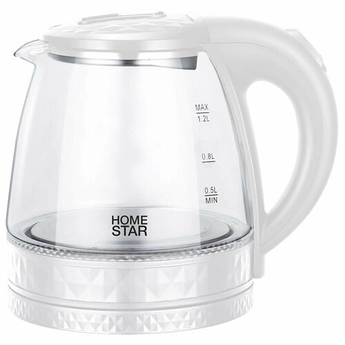 Где купить Чайник Homestar HS-1053 (1,2 л.) стекло, пластик белый Homestar 