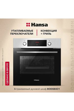 Электрический духовой шкаф Hansa BOEI68431, два стекла, серебристый