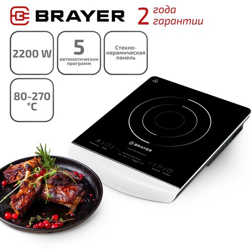 Где купить Индукционная плитка BRAYER BR2801, 2200 Вт, 5 программ, цвет черный, белый Brayer 