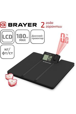 Весы напольные BRAYER BR3736, вес до 180 кг, дисплей-протектор, цвет черный