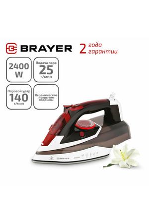 Утюг BRAYER BR4005, 2400 Вт, с функцией вертикального отпаривания и автоматическим отключением, цвет черный/красный