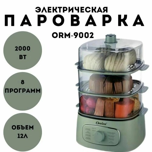 Где купить Электрическая пароварка мощностью 2000Вт, зеленый Без бренда 