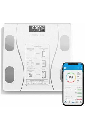 Умные весы c bmi / электронные напольные весы для iPhone / Xiaomi / Android / iOS, белый