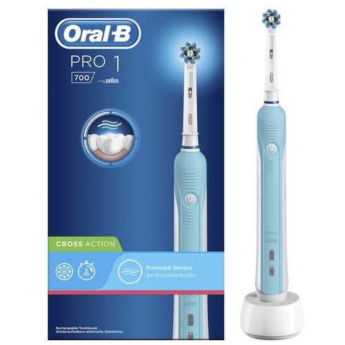 Где купить Электрическая зубная щетка Oral-B Pro 1 700 Cross Action, голубой Oral-B 