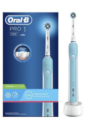 Электрическая зубная щетка Oral-B Pro 1 700 Cross Action, голубой