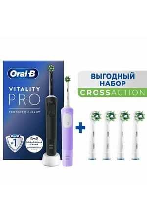 Набор электрических зубных щеток Oral-B Vitality Pro Duo + насадки CrossAction, 4 шт